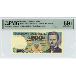 200 złotych 1986 - seria DA - PMG 69 EPQ - MAX NOTA