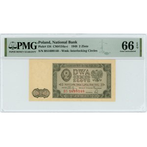2 złote 1948 - seria BS - PMG 66 EPQ