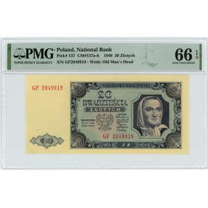 20 złotych 1948 - seria GF - PMG 66 EPQ