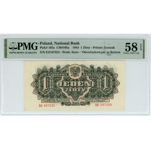 1 złoty 1944 - seria EO - ...owym - PMG 58 EPQ