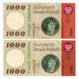 1000 złotych 1965 - seria M i R - zestaw 2 sztuk