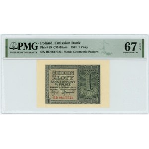 1 złoty 1941- seria BD - PMG 67 EPQ