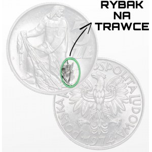 5 złotych 1974 - Rybak na TRAWCE