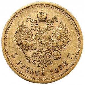 ROSJA - Aleksander III - 5 rubli 1888 (АГ) Petersburg