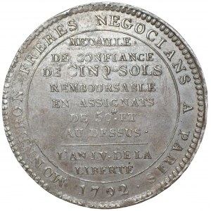 FRANCJA - 5 sols 1792 Paryż