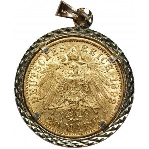 NIEMCY, Prusy - Wilhelm II - 20 marek 1892 (A) Berlin w złotej oprawie