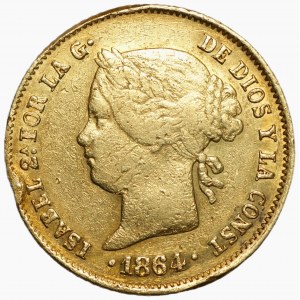 FILIPINY - Izabela II - 4 peso 1864