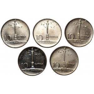10 złotych 1966 Mała Kolumna - zestaw 5 sztuk monet