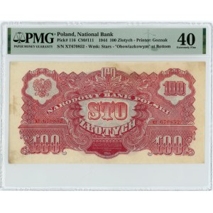 100 złotych 1944 - seria XT obowiązkowym - PMG 40