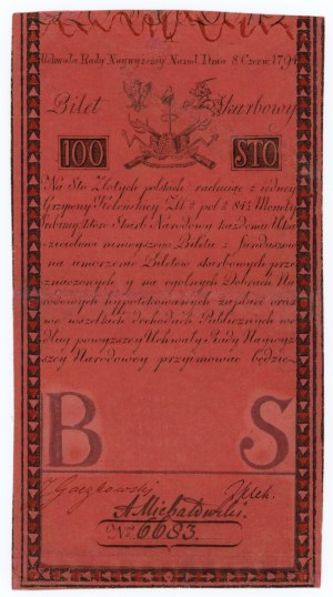 100 złotych 1794 A., pełny napisowy filigran J Honig & Zoonen