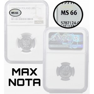 20 groszy 1977 - NGC MS66 - MAX NOTA