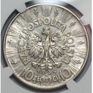 10 złotych 1934 - Józef Piłsudski NGC AU DETAILS
