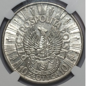 10 złotych 1934 - Piłsudski Orzeł Strzelecki - NGC AU55