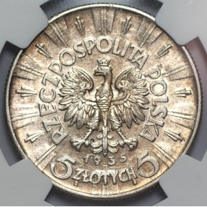 5 złotych 1935 - Józef Piłsudski NGC AU58