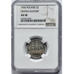 2 złote 1936 - Żaglowiec - NGC AU58