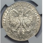 5 złotych 1932 Polonia - ze znakiem mennicy Warszawa - NGC AU55