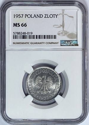 1 złoty 1957 - NAJRZADSZY ROCZNIK NGC MS66