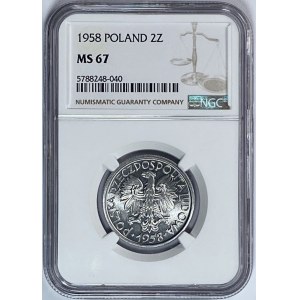 2 złote 1958 Jagody - NGC MS67 2-ga max nota