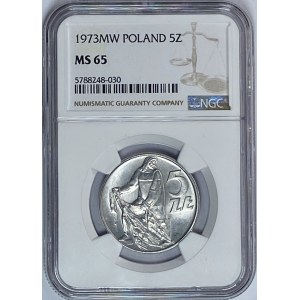 5 złotych 1973 Rybak NGC MS65