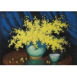 Marian SZCZERBIŃSKI (1900-1981), Martwa natura z mimozami i filiżanką