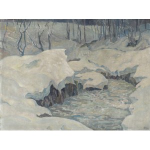 Alexander DROBIK (1890-1968), Pejzaż zimowy ze strumieniem (1924)