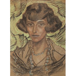 Stanisław Ignacy WITKIEWICZ (WITKACY) (1885-1939), Portret kobiety w błękitnych koralach (1927)