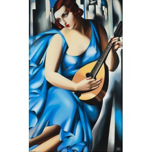 Tamara Łempicka (1898 Warszawa - 1980 Cuernavaca), Femme bleue a la Guitare