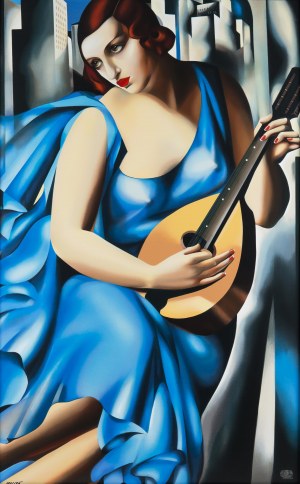 Tamara Łempicka (1898 Warszawa - 1980 Cuernavaca), Femme bleue a la Guitare