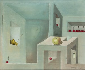 Jan Trojan (ur. 1949 r), Kompozycja architektoniczna z owocami, 1990