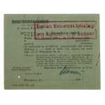 Karta żywnościowa z podobizną Józefa Piłsudskiego, Warszawa 1919r.