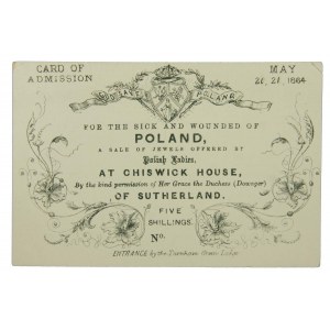 Powstanie styczniowe karta na licytację biżuterii 1864 r.