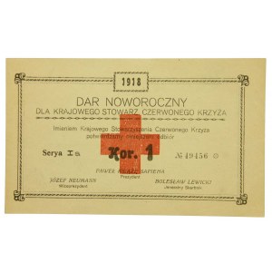Dar Noworoczny dla Kraj. Stow.. Czerwonego Krzyża. 1 korona. 1918 rok.