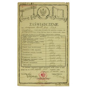 Zaświadczenie ukończenia kursu instruktorów łączności Lwów 1928r