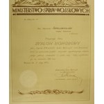 Dyplom Honorowy MSWojsk dla studenta politechniki, 1937r