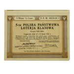Cztery, losy - 1/4 losu 5-ta Polska Państwowa Loterja Klasowa,1922 r