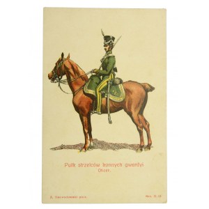 Pocztówka patriotyczna - oficer- pułk strzelców konnych gwardii Królestwa Polskiego