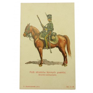 Pocztówka patriotyczna - strzelec-- pułk strzelców konnych gwardii Królestwa Polskiego