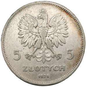 5 złotych 1928 - NIKE ze znakiem mennicy - Warszawa