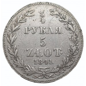 Zabór rosyjski - Mikołaj I - 3/4 rubla = 5 złotych - 1841 MW, Warszawa