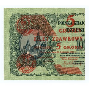 5 groszy 1924 - lewa połowa