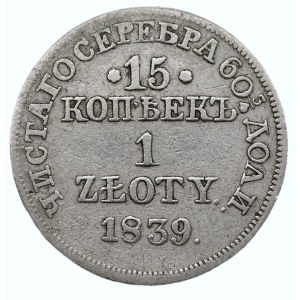 Zabór Rosyjski - Mikołaj I - 15 kopiejek/1 złoty 1839 MW Warszawa