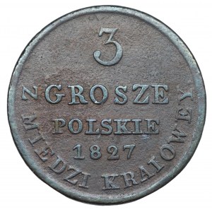3 grosze polskie 1827 z MIEDZI KRAIOWEY - IB
