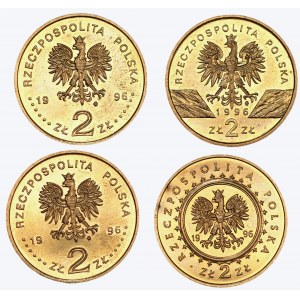 2 złote 1996 - Kompletny rocznik (4 szt.) Zygmunt II August, Jeż, Sienkiewicz, Zamek w Lidzbarku
