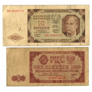 zestaw 5 i 10 złotych 1948 - razem 2 sztuki