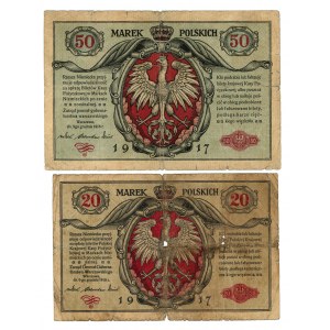 zestaw 2 do 50 marek 1916 jenarał/Generał - razem 4 sztuki