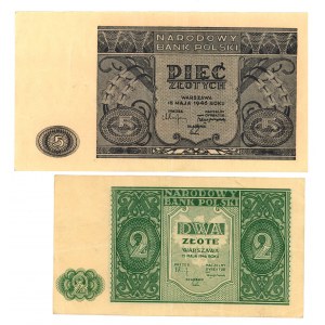 zestaw 2 i 5 złotych 1946 - 2 sztuki