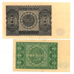 zestaw 2 i 5 złotych 1946 - 2 sztuki