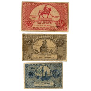 zestaw biletów zdawkowych 10, 20 i 50 groszy 1924 - 3 sztuki