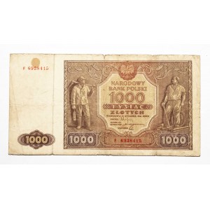 Polska, PRL (1944 - 1989), 1000 ZŁOTYCH 15.01.1946, seria F.