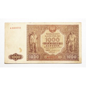 Polska, PRL (1944 - 1989), 1000 ZŁOTYCH 15.01.1946, seria K.